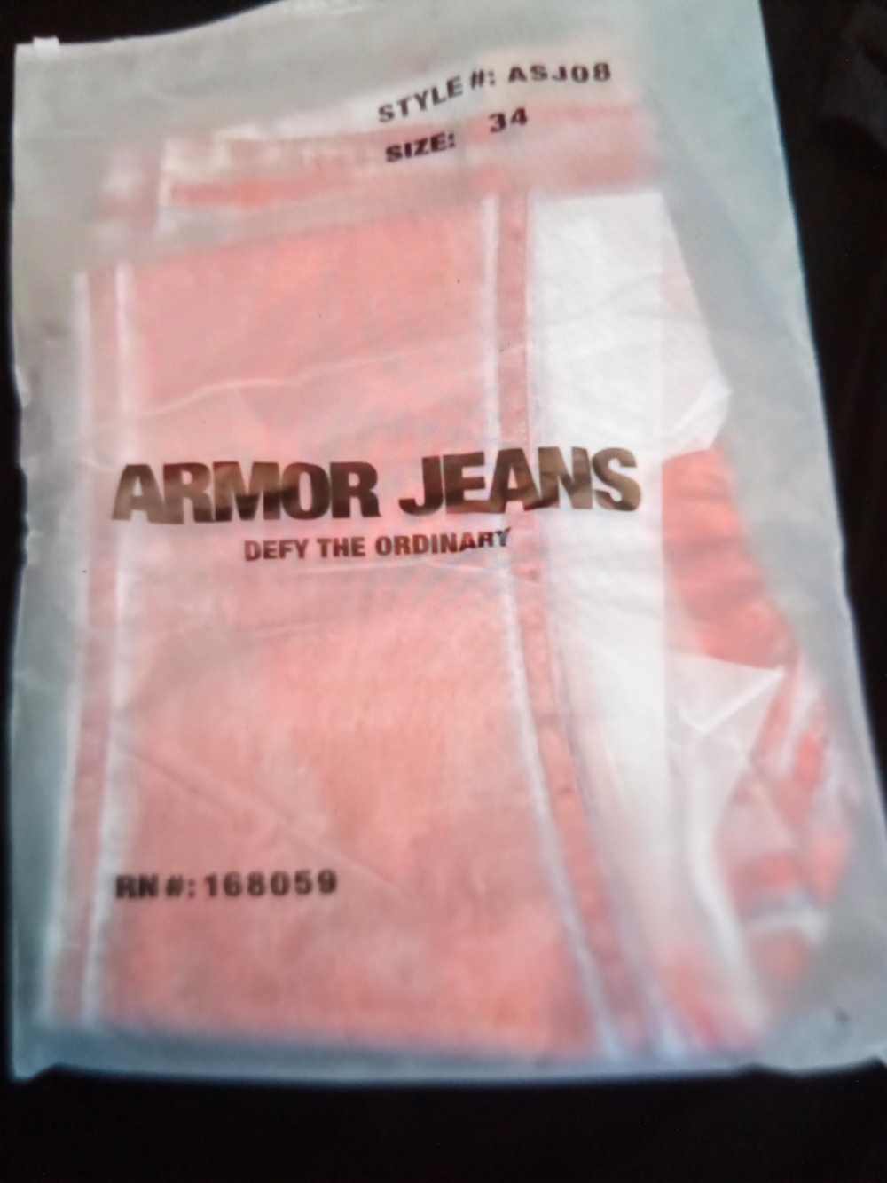 Armor Jeans Red Acid Wash Stacked Designer Jeans Size 34 36 Item Number 72